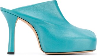 blue heeled mules
