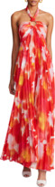 Thumbnail for your product : Halston Jill Pleated Cutout Chiffon Halter Gown