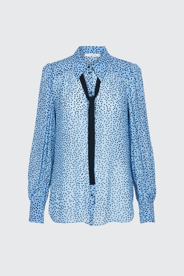 blue vanilla Transparante blouse volledige print elegant Mode Blouses Transparante blousen 