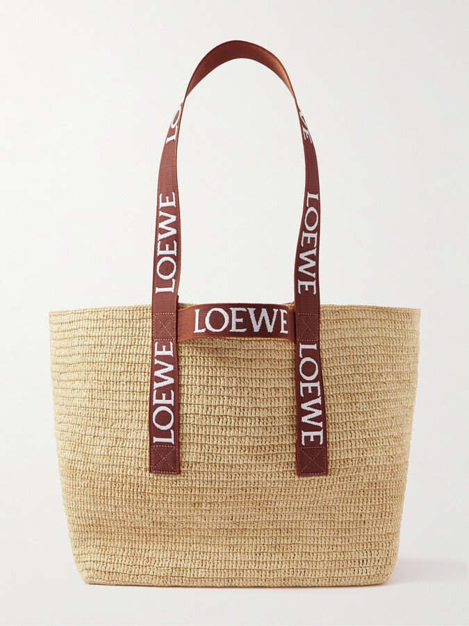 Loewe + Paula's Ibiza Canvas-Trimmed Raffia Tote Bag - ShopStyle