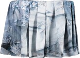 Blue Jeans Print Asymmetric Skort 