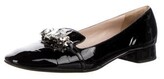 Thumbnail for your product : Miu Miu Patent Leather Crystal Embellishments Loafers Black