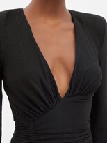 Thumbnail for your product : Alexandre Vauthier Plunge-neck Ruched Lame Dress - Black