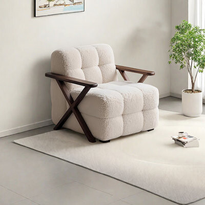 Hokku Designs Light luxury Lamb fleece tufted leisure chair