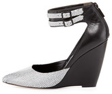 Thumbnail for your product : Pour La Victoire Lidia Lizard-Embossed Wedge, White/Black