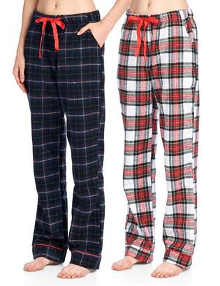 Ashford & Brooks Women's Soft Flannel Plaid Pajama Sleep Pants 2 Pack - Set 1