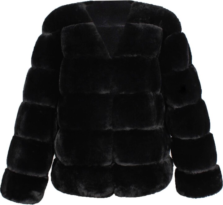 Dyhxuan Faux Fur Coat Women's Warm Winter Coat Fashionable Plain Faux