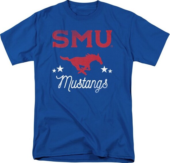 Southern Methodist University Official Mustangs Adult T Shirt, Royal Blue, Small