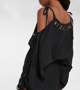 Thumbnail for your product : Prada Sequined silk off-shoulder midi dress
