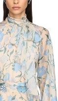 Thumbnail for your product : Luisa Beccaria Printed Chiffon Long Dress W/ Bow Collar