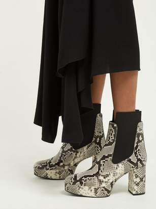 Acne Studios Platform Python Effect Leather Chelsea Boots - Womens - White Black