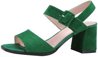 ELEHOT Ladies Soft Suede Slingback Shoes 6.5cm Block Mid Heel Fashion Dress Party Sandals US Plus Size 4-15, Suede