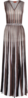 Missoni Pleated striped crochet-knit maxi dress