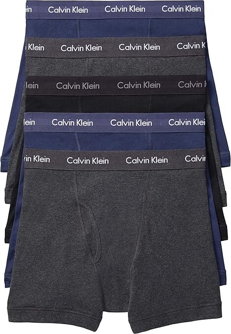Calvin Klein Underwear Cotton Classics 5 Pack Boxer Brief Men's Underwear Black/Charcoal Heather/Blue Shadow : L (36\