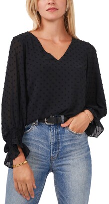 Vince Camuto Women's Clip-Dot Smocked-Cuff Top