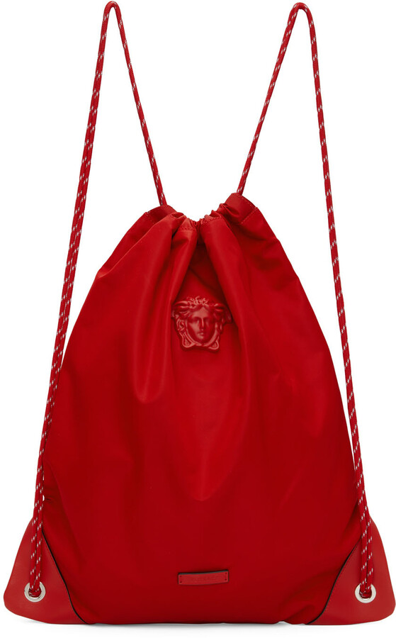 Versace Red 'La Medusa' Nylon Drawstring Backpack - ShopStyle