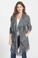 Thumbnail for your product : Kensie Fringed Mixed Yarn Cardigan