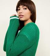 Thumbnail for your product : New Look Green Contrast Stripe Knitted Cardigan