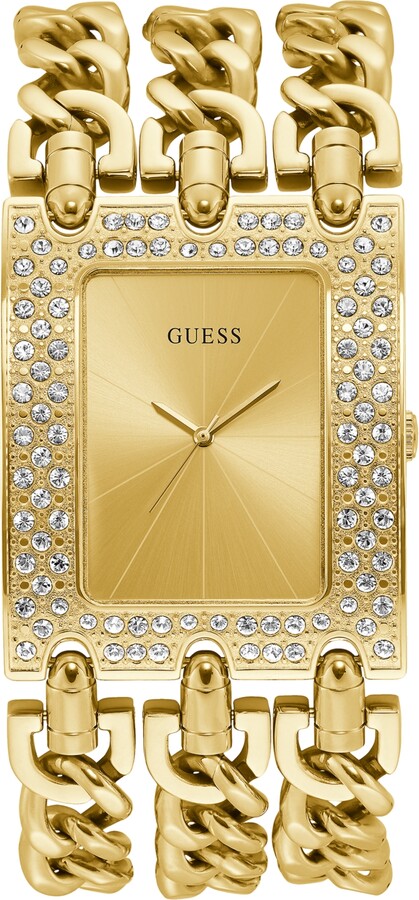 GUESS Gold-Tone Stainless Steel Chain Bracelet Watch 39x47mm - ShopStyle