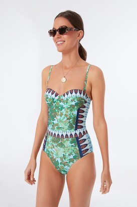 Tory Burch Green Rayure Fleurie Lipsi Printed One Piece - ShopStyle