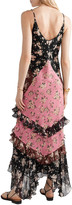 Thumbnail for your product : Michael Kors Collection Paneled Ruffled Floral-print Silk-chiffon And Crepe Maxi Dress