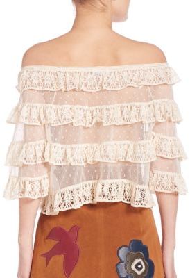 RED Valentino Ruffled Lace Top