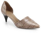Thumbnail for your product : Jenni Kayne Crocodile-Embossed Leather Cone-Heel Pumps