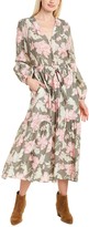 Thumbnail for your product : Rebecca Taylor Peonies Silk-Blend Midi Dress