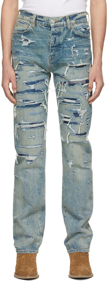 526jeanswear Herren Markenzeichen Skinny Stretch Jeans Zerissen Reparatur