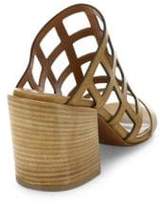 Thumbnail for your product : Aquatalia Federica Laser-Cut Leather Block Heel Mules