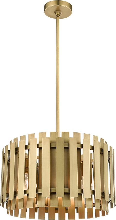 Livex Lighting Livex Greenwich 5 Lt Natural Brass Pendant Chandelier