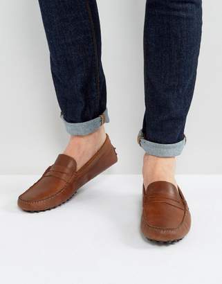 ASOS Design Driving Shoes In Brown Leather