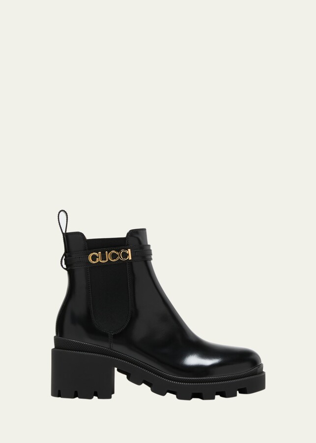 Gucci Trip Leather Logo-Strap Chelsea Boots - ShopStyle