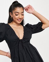 Thumbnail for your product : Abercrombie & Fitch puff sleeve mini dress in black