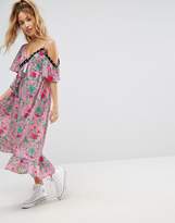 Thumbnail for your product : ASOS Petite Eyelet Floral Satin Midi Dress