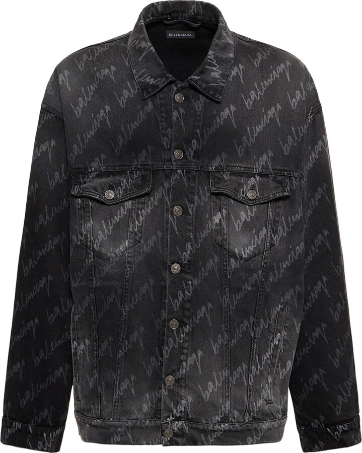 Balenciaga Over all over logo denim jacket - ShopStyle