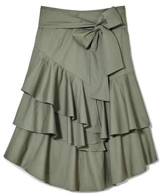 Vince Camuto Tiered Ruffle Belted Poplin Skirt