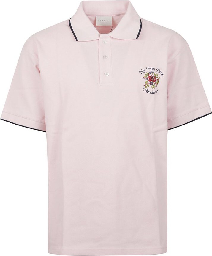 Drôle De Monsieur Slogan Embroidered Polo Shirt