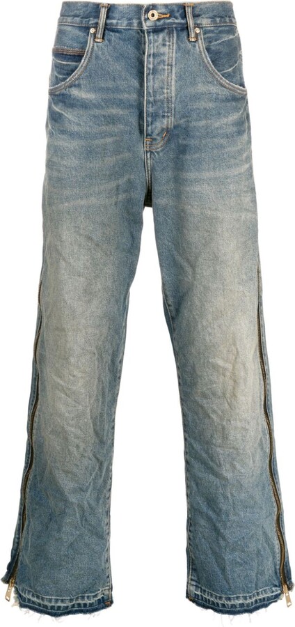 $345 Purple Brand Men's Blue Distressed Stretch Denim Jeans Pants