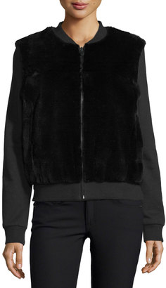 Diane von Furstenberg Dylin Fur & Knit Jacket, Black