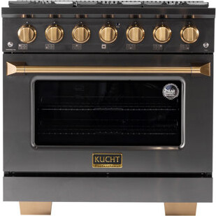 Kucht Gemstone Professional 36 in. 5.2 cu. ft. Range with Sealed Burners and Convection Oven in Titanium Stainless Steel