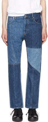 Alexander McQueen Indigo Patchwork Kickback Jeans