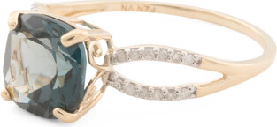 TJMAXX 14Kt Gold London Blue Topaz And Diamond Ring, Diamond/Gold