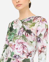 Thumbnail for your product : Dolce & Gabbana Calf-Length Peony-Print Georgette Dress