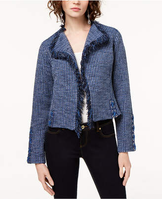 INC International Concepts Lace-Up Tweed Cardigan, Created for Macy's