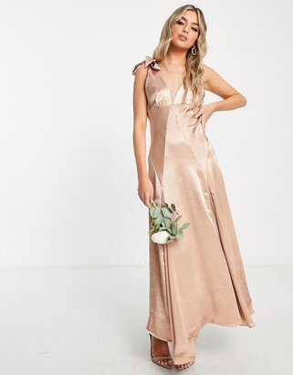 Topshop bridesmaid contrast insert detail slip dress in blush