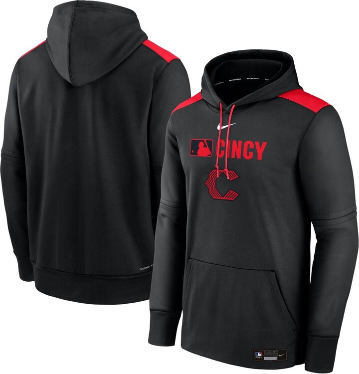 Nike Men's Black Cincinnati Reds Authentic Collection City Connect Therma Pullover Hoodie
