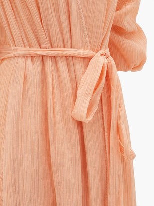 Gabriela Hearst Demeter Plisse Cotton-blend Chiffon Wrap Dress - Coral