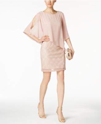 Connected Lace Cold-Shoulder Cape Dress
