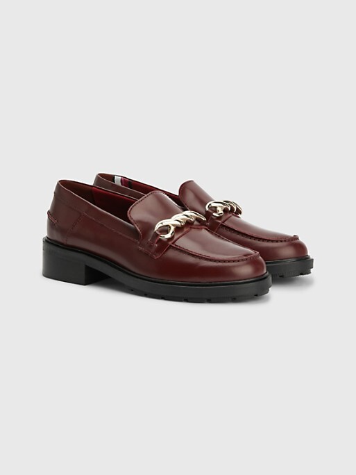 Tommy Hilfiger TH Monogram Chain Detail Chunky Leather Loafer - ShopStyle